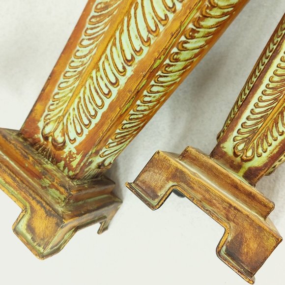 Pillar candle holder PAIR Metal with Patina Finish 2 heights - Picture 10 of 10